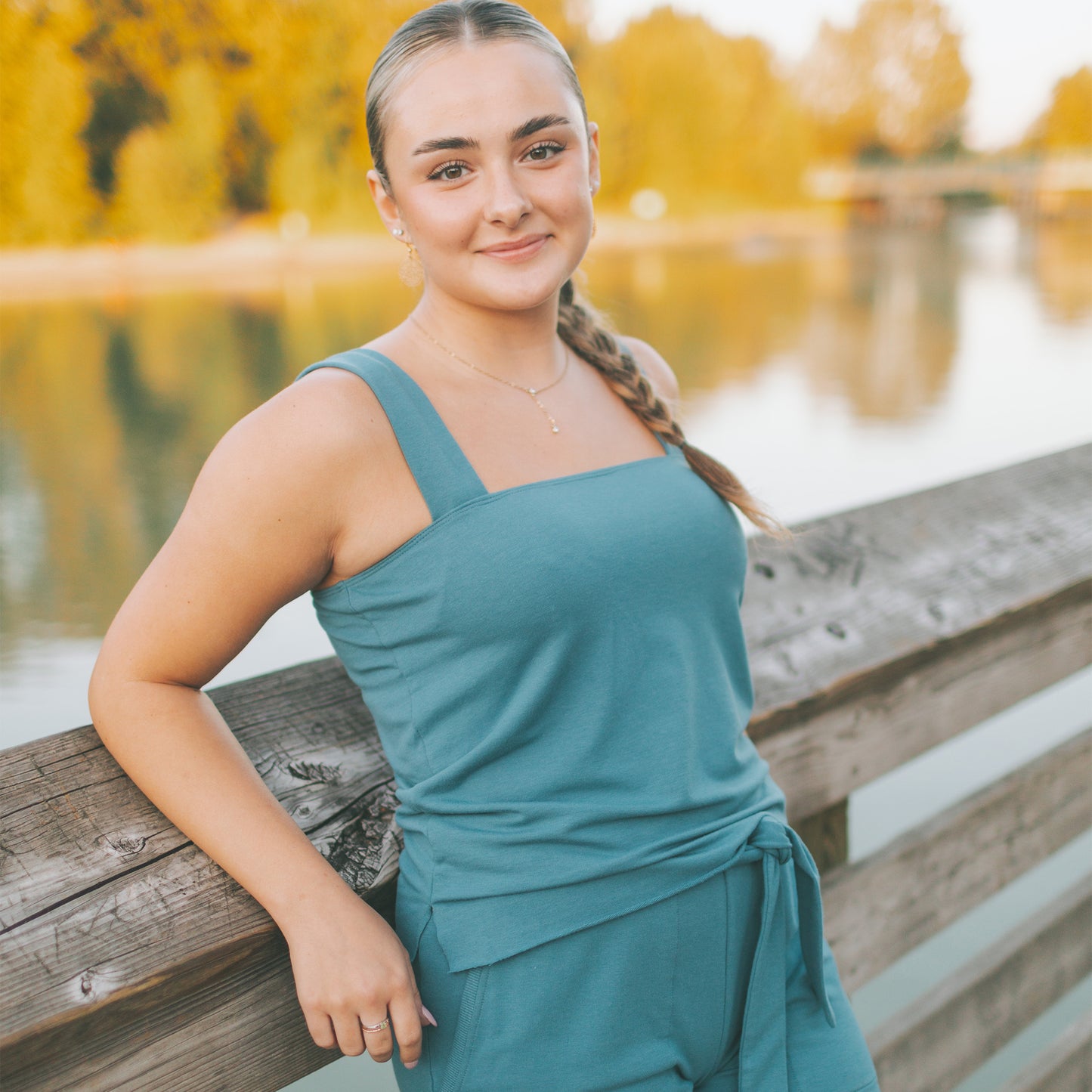 hum x honey women's tank - stellar blue.