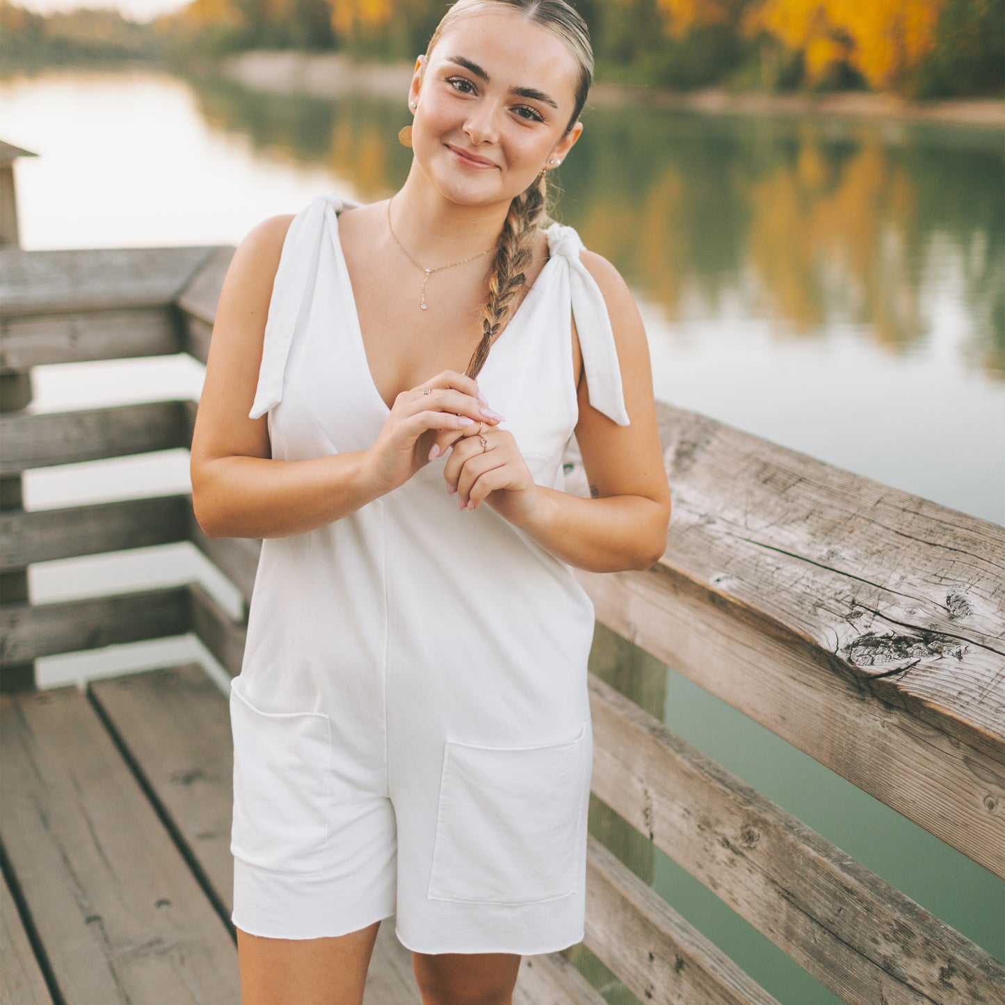 hum x honey women's romper - ivory.