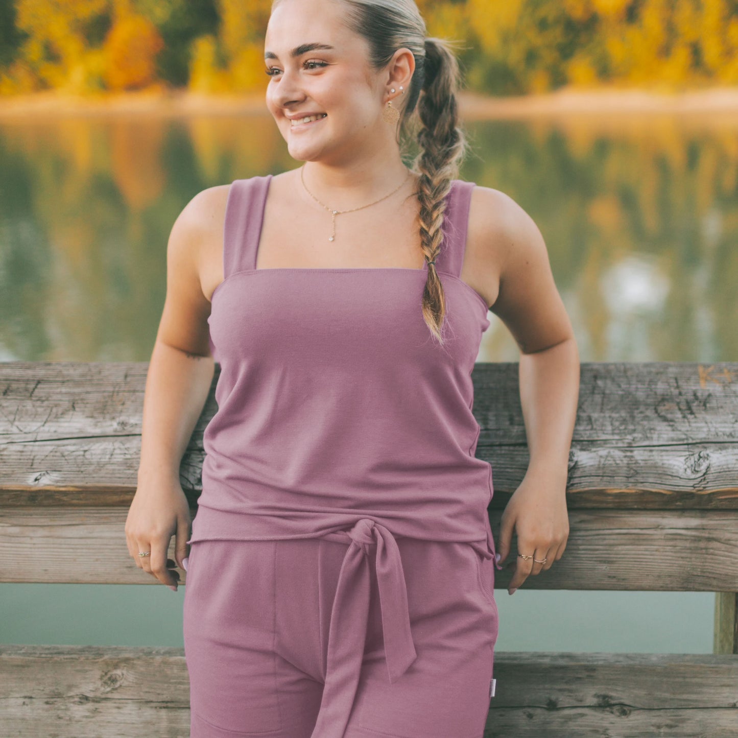 hum x honey women's tank - mauve.