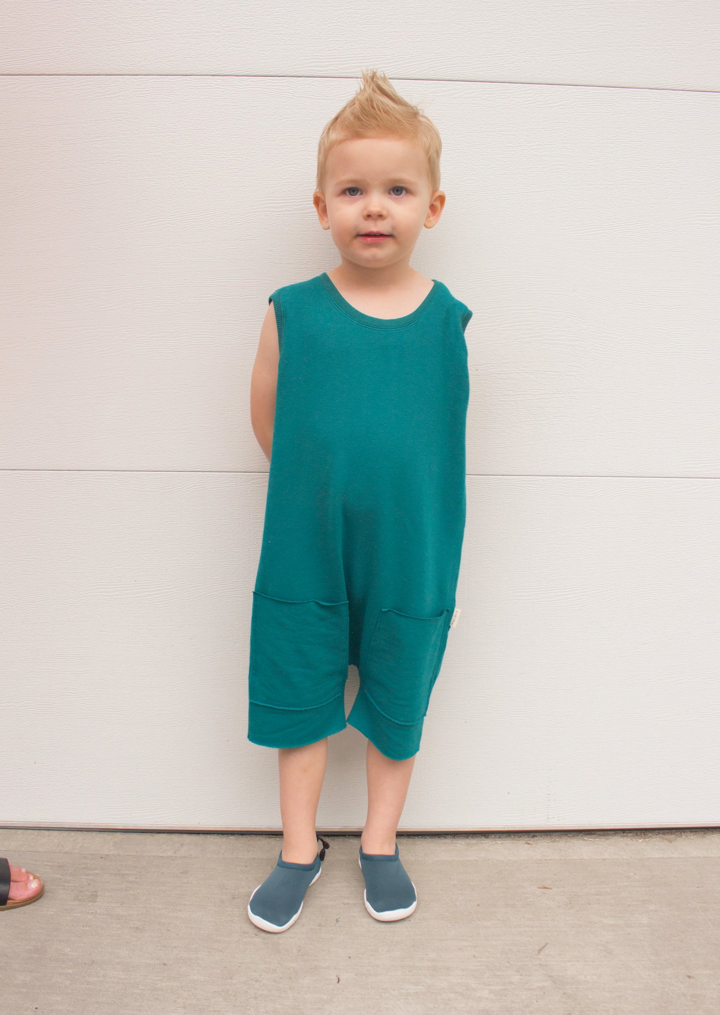 hum x honey kid's romper - ocean.